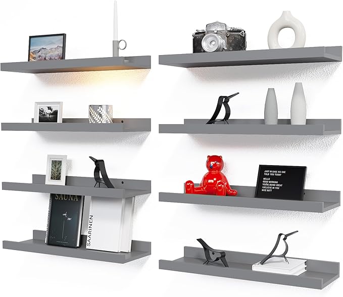 RICHER HOUSE 8 Set Floating Wall Mounted Shelves, Nursery Hanging Book Shelves by RicherHouse