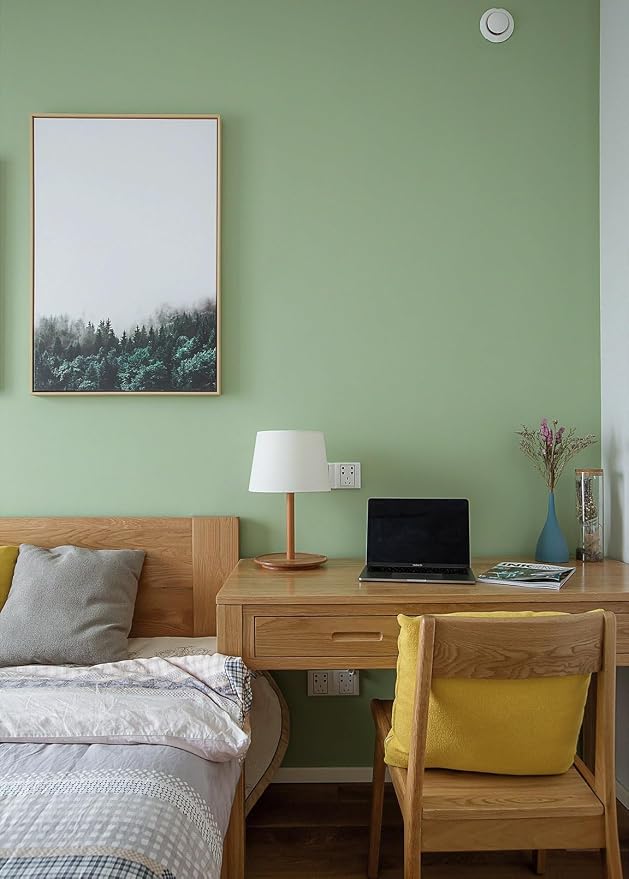 Safiyya 393"x17.7" Light Green Peel and Stick Wallpaper Green Solid Color - Image 3