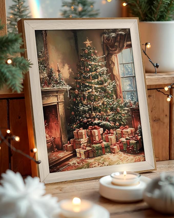 VIYYIEA Winter Framed Wall Art for Living Room, Christmas Tree Canvas Prints - Image 8
