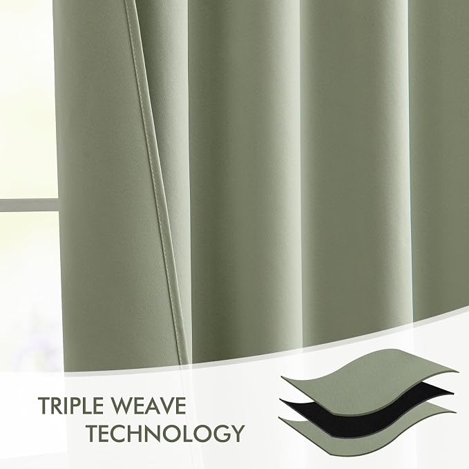 MIULEE Back Tab Sage Green Curtains 120 Inch Long 2 Panels Set - Image 7