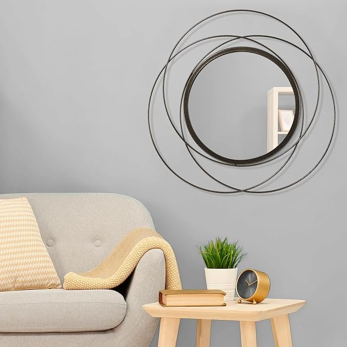 Circle Mirror for Wall with Iron Metal Wire Frame Wall-Mounted Mirror for Home - Image 3
