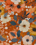 BOKEBEVE Orange Wallpaper Peel and Stick Retro Floral Contact Paper Self by BOKEBEVE
