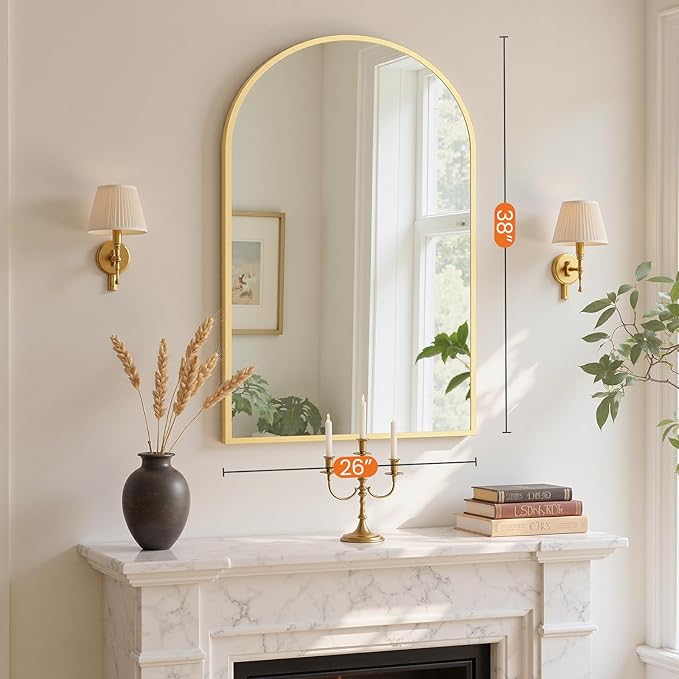 Sweetcrispy 26.5"x38" Arched Gold Bathroom Vanity Mirror - Image 4