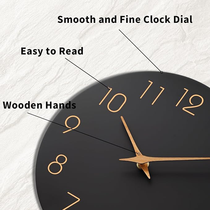Mosewa Large Wall Clock 16 Inch Black Battery Operated Silent Non Ticking - Image 9