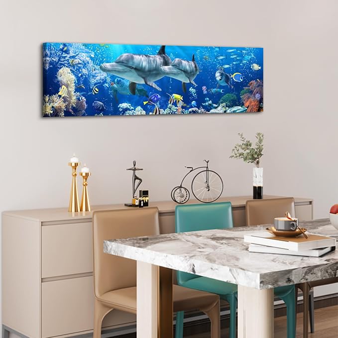 Ocean Dolphin Wall Art for Bathroom Nautical Theme Picture Photo Coastal Room - Image 7