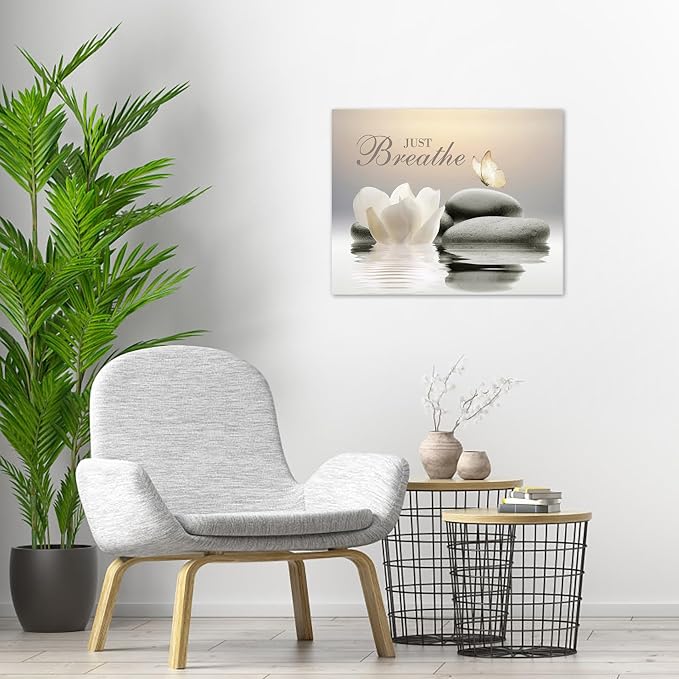 EOBTAIN Zen Spa Bathroom Wall Art Garden Butterfly and Flower Stone Relaxing - Image 4