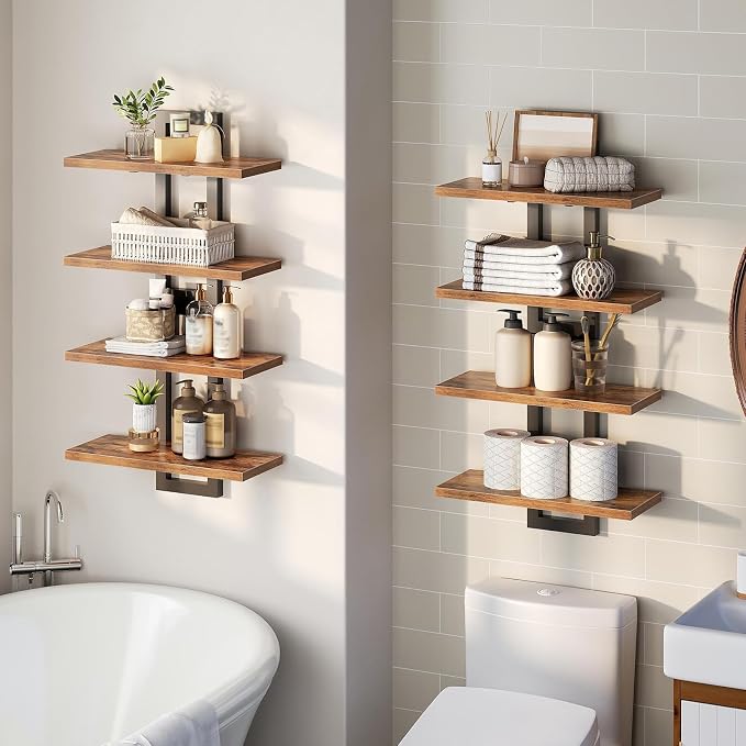 HOOBRO Floating Shelves, 15 Inch Wall Shelf Set of 4, Wall Mounted Storage - Image 6