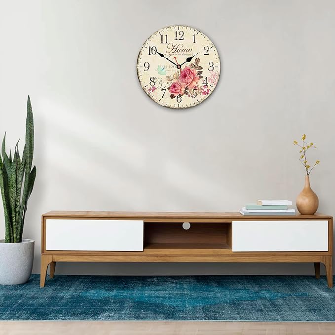 VIKMARI 14 Inch Wooden Wall Clock Art Hanging Clocks Silent Non-Ticking Wall - Image 5