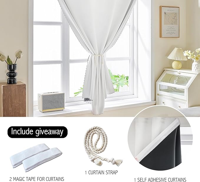 AJAZZ self Adhesive Portable 100% Blackout Curtains Simple and Easy to - Image 2