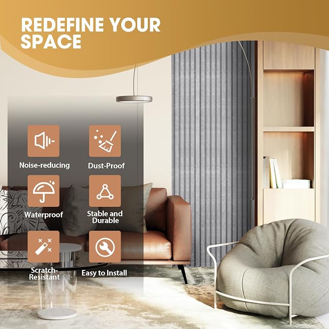 OUZUGIE WPC Acoustic Slat Wall Paneling, Living Room, TV Background, Study Room - Image 6