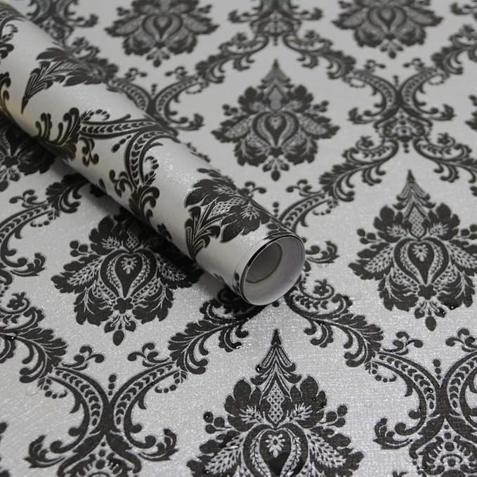 17.7" x118" Peel and Stick Wallpaper Black Wall Paper by Micpolo