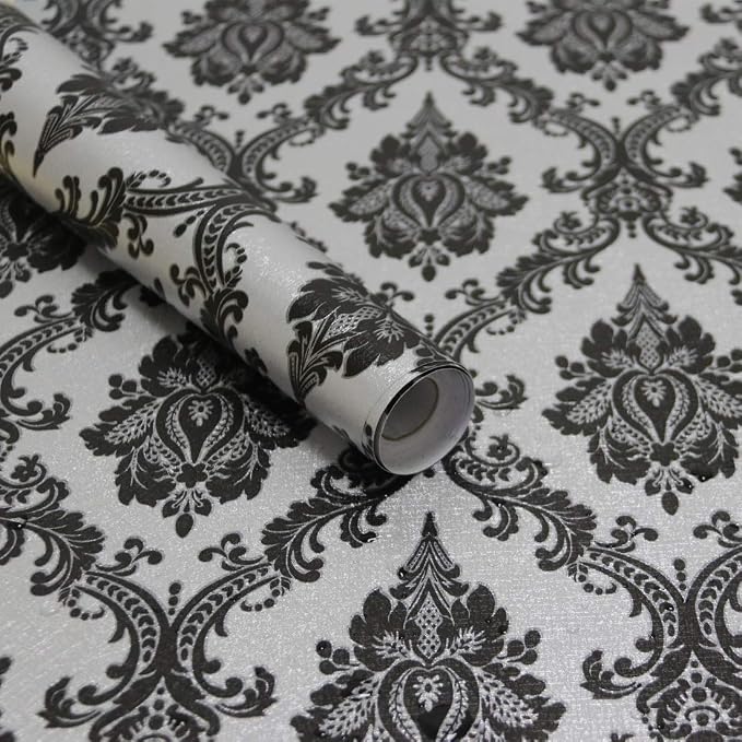 17.7" x 78" Peel and Stick Wallpaper Black Wallpaper by Micpolo
