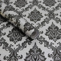 17.7" x 394" Black Peel and Stick Wallpaper Black Vintage Wall Paper by Micpolo