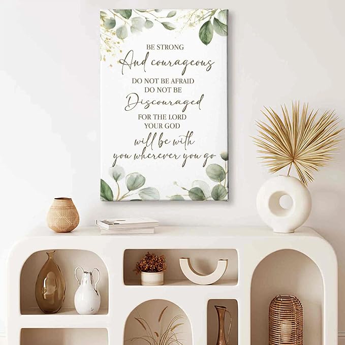 HIWX Christian Inspirational Wall Decor, Be Strong and Courageous Bible Verses - Image 2