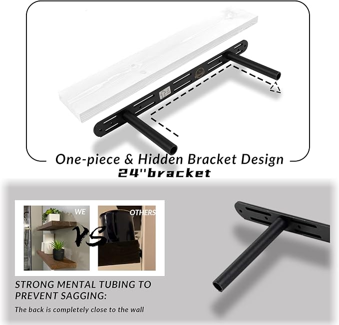 Floating Shelves 2 inch Thick for Wall Set of 2, 24 inch High-End Solid Wood - Image 5