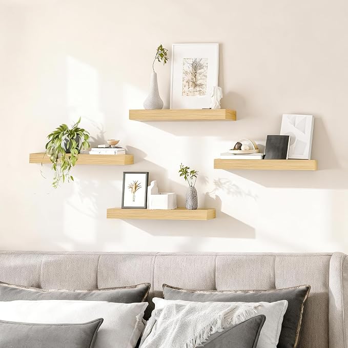 HOOBRO Floating Shelves for Wall, Wall Mounted Shelf Set of 2, 15.7" Hanging - Image 5