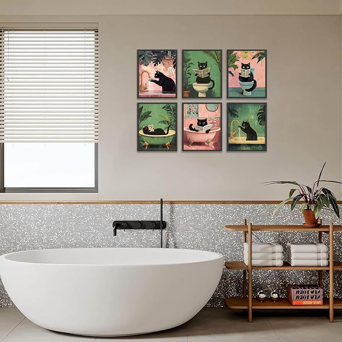 KBKBART Funny Cat Bathroom Wall Art Prints Poster, 8x10 inches - Image 7