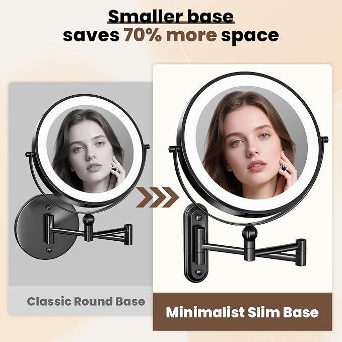 9" Wall Mounted LED Lighted Makeup Vanity Mirror - 4000mAh Rechargeable Double - Image 4
