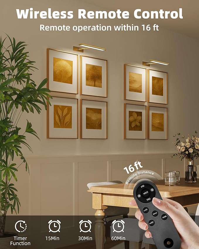 EZVALO Picture Light for Wall, 4800mAh Rechargeable Wireless Remote, 16in - Image 4