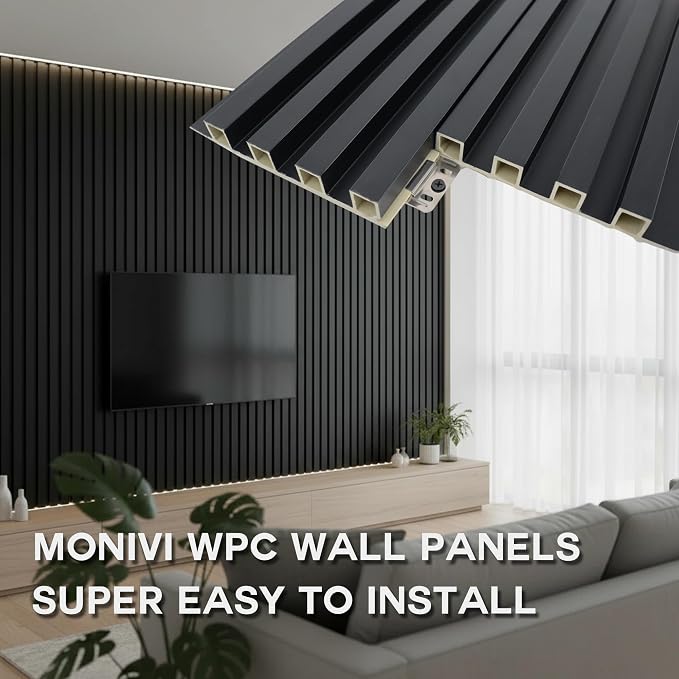 Extra Long Black Wall Panels for Interior Wall Décor 114x6.2x0.4in 8pack Modern - Image 4