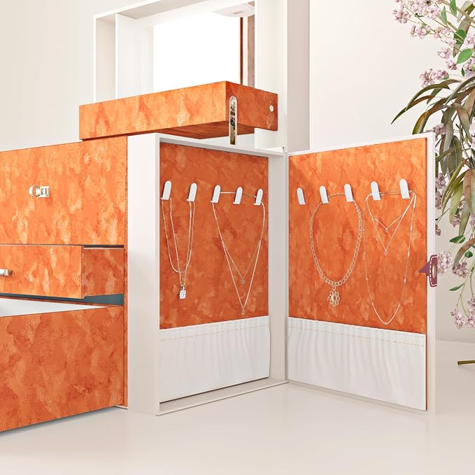 Wallercity Orange Self Adhesive Velvet Drawer Liner Soft Flocked Fabric - Image 5