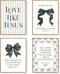LARTSFRO Coquette Black Bow Jesus Wall Art Decor Posters, Inspirational Bible by Unknown