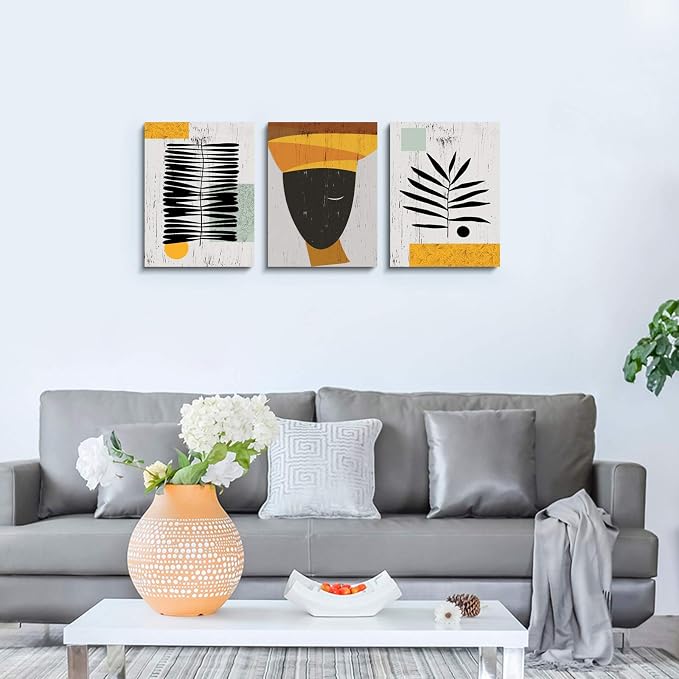 Framed Canvas Wall Art African Ethno Motive Wall Art Set, Abstract Ethno Art - Image 2