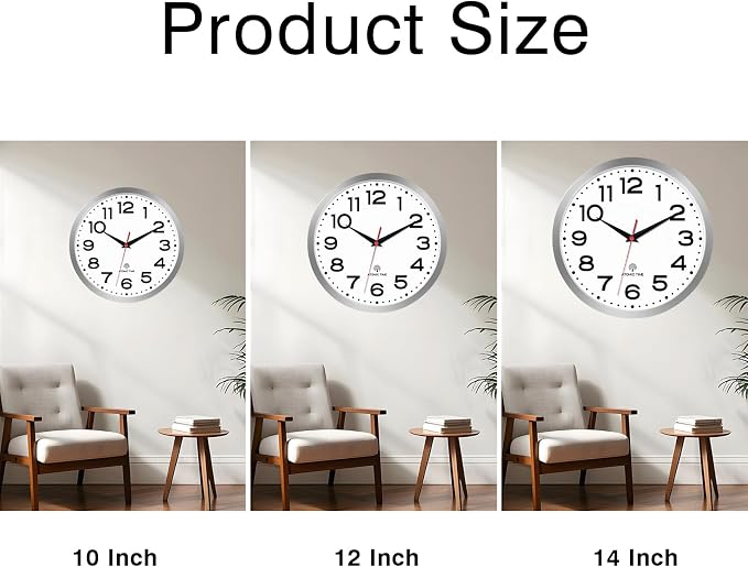 Roymnie Atomic Wall Clock 14 Inch, Modern Clock Battery Operated Classic Analog - Image 8