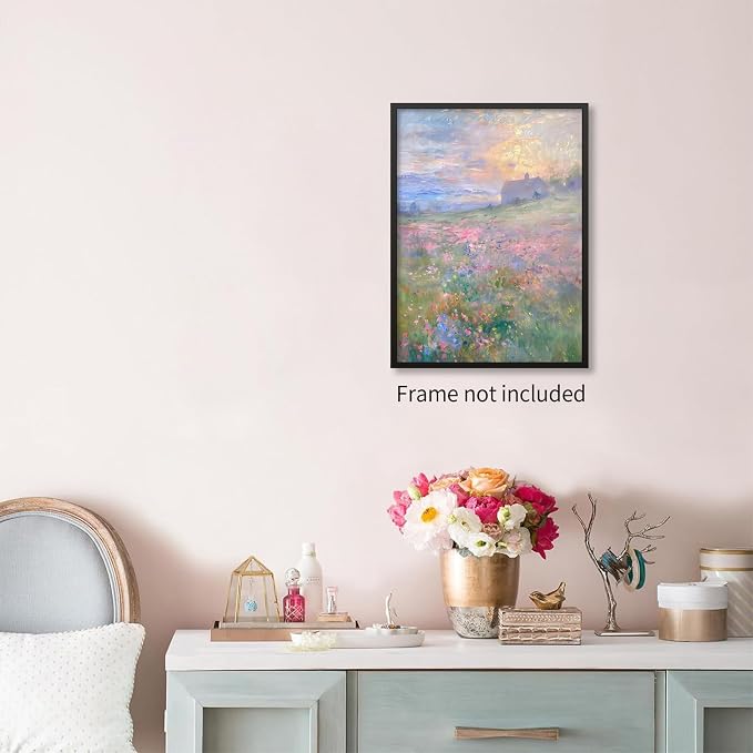 rumlud Pastel Nature Floral Poster Vintage French Country Landscape Wall Art - Image 3