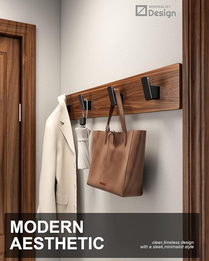 4-Pack Matte Black Towel Hook for Bathroom, Robe Coat Hook, Heavy Duty Wall - Image 2