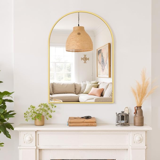 Arched Wall Mirror 30x20 Inch Gold Bathroom Vanity Mirror - Image 7