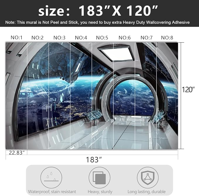 -3D Capsule Space Fabric Wallpaper Living Room Bedroom Bathroom Boys Girls - Image 4