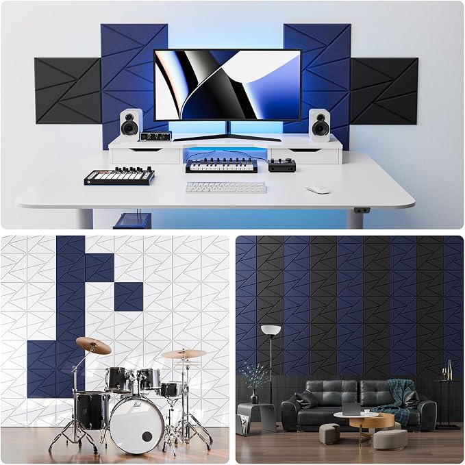 12 Pack Acoustic Panels with Self-Adhesive, Sound Panels High Density, - Image 4