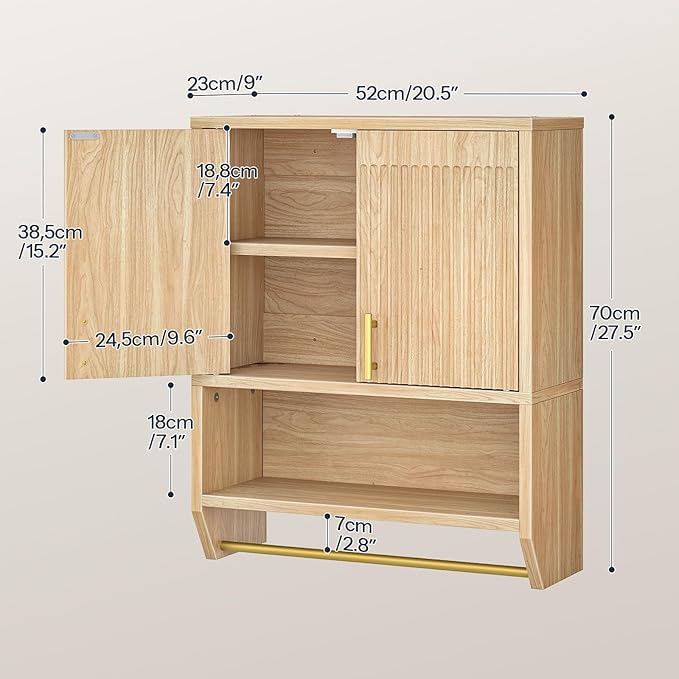 HOOBRO Fluted Medicine Cabinet, Farmhouse Bathroom Wall Cabinet - Image 3