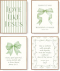 LARTSFRO Coquette Sage Green Bow Jesus Wall Art Decor Posters, Inspirational by Unknown