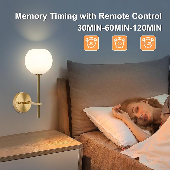 Gold Battery Operated Wall Sconces Set of 2, Rechargeable Wireless Wall Lights - Image 5