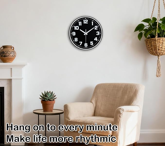 Modern Silent Wall Clock, 10inch Non-Ticking Analog Battery Operated Clock - Image 2