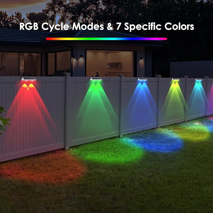 LIANGLOME 2 Pack Solar Fence Lights Outdoor, 2PK Solar Outdoor Light Warm White - Image 6