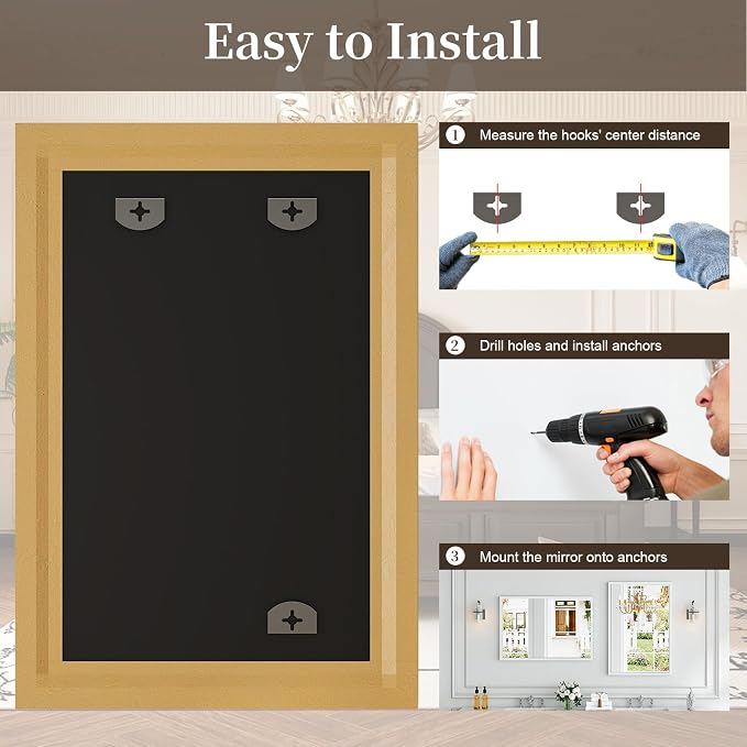 Syndra White Wood Frame Bathroom Mirror, Waterproof Slim Deep Frame, - Image 9
