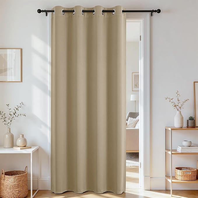 Joydeco Blackout Door Curtain for Doorway Privacy 80 Inches Long, Grommet by JOYDECO
