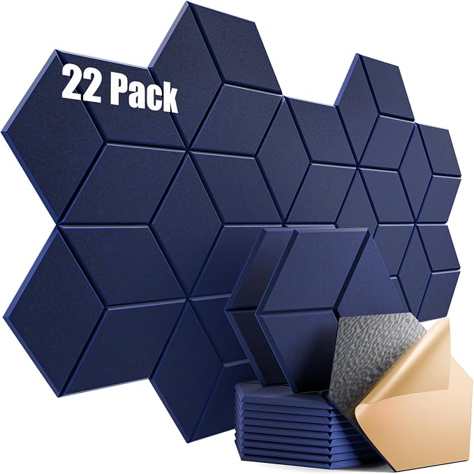 22 Pack Self-Adhesive Acoustic Panels 12" X 10" X 0.4" by Dailycooper