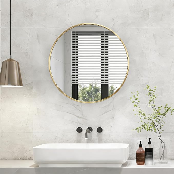 NEWBULIG 24 Inch Round Wall Mirror, Bathroom Mirror - Image 7