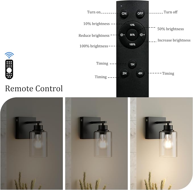 Battery Operated Wall Sconce Set of 2, Easy Install Dimmable Wireless Wall - Image 3