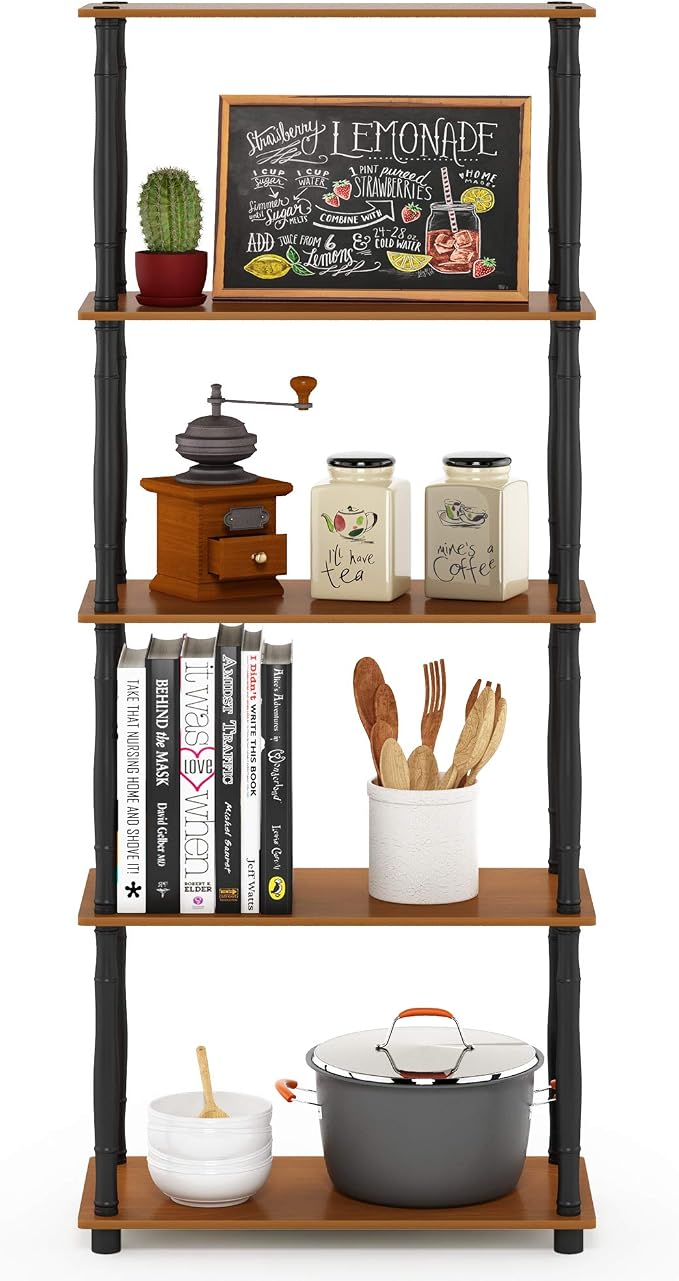 Furinno TURN-S-TUBE Storage Shelves, 5-Tier Book Shelf, Corner Shelf, Toolless - Image 5
