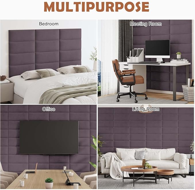 IFNOW Wall Mounted Upholstered Headboard Full, 3D Peel and Stick Soundproof - Image 7