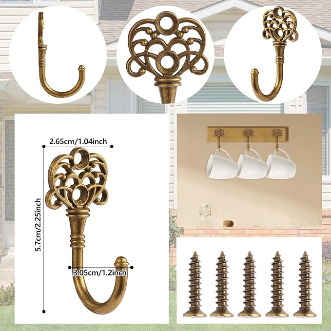 10 PCS Vintage Metal Wall Hooks, Bohemian Decorative Hook - Image 2