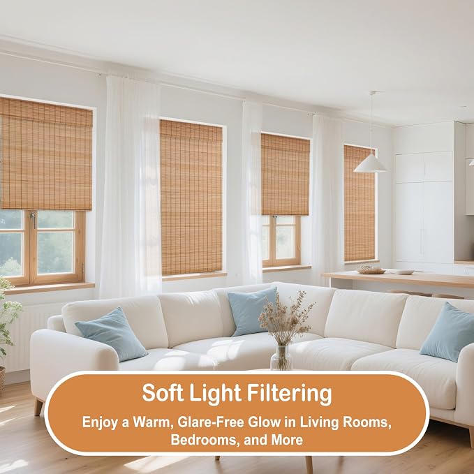 2 Pcs Cordless Bamboo Roman Shades - Image 6