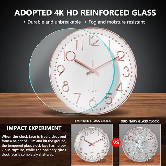 Silent Wall Clocks Battery Operated 8 Inch, Analog Wall Clock - Image 5