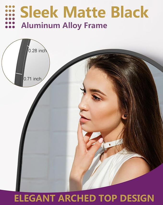 DMWOODFL 58"x18" Arched Full Length Mirror - Image 8