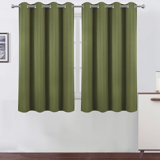 LEMOMO Blackout Curtains 52 x 45 inch/Olive Green Curtains Set of 2 by Lemomo